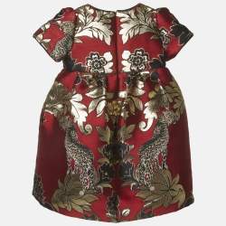 Pre Owned Dolce & Gabbana Kids Red Brocade Dress 18-24M