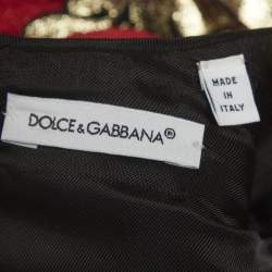 Pre Owned Dolce & Gabbana Kids Red Brocade Dress 18-24M