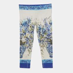 مملوكة مسبقًا Dolce & Gabbana Kids Blue/White Floral Print Jersey Leggings 3Yrs