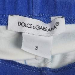 Pre Owned Dolce & Gabbana Kids Blue/White Floral Print Jersey Leggings 3Yrs