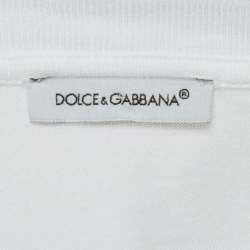 Pre Owned Dolce & Gabbana White Jersey DG Logo Crew Neck T-Shirt 9-10 Yrs