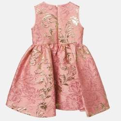 Pre Owned Dolce & Gabbana Pink Jacquard Flared Dress 12-18 M