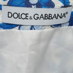 Pre Owned Dolce & Gabbana White/Blue Majolica Print Silk Blend Crop Jacket 11-12 Yrs