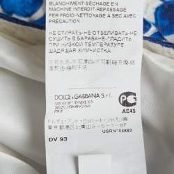 Pre Owned Dolce & Gabbana White/Blue Majolica Print Silk Blend Crop Jacket 11-12 Yrs