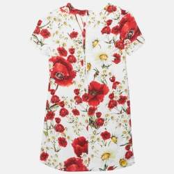 مملوكة مسبقًا Dolce & Gabbana white Floral Printed Crepe Dress 7/8 Years