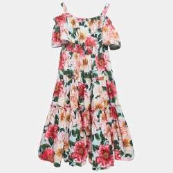 Dolce & Gabbana Blue/Multicolor Floral Printed Cotton Poplin Dress (11-12 Yrs)