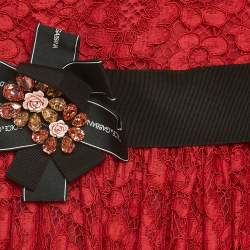 Pre Owned Dolce & Gabbana Red Lace Bow Detail Dress (6 Yrs)