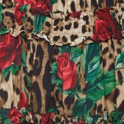 Dolce & Gabbana Brown Rose Leopard Print Cotton Poplin Dress (6 Yrs)
