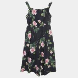 Dolce & Gabbana Black Rose Print Cotton Poplin Jumpsuit (11-12 Yrs)
