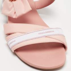 Dolce & Gabbana Pink Fabric Crystal Embellished Flat Sandals Size 35