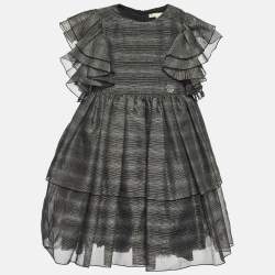 Elie Saab Kids Black Lurex Mesh Flared Dress 6 Yrs