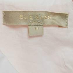 Pre Owned فستان إيلي صعب للأطفال قطن وردي مزين بنقاط منقطة متعدد الطبقات 12 سنة