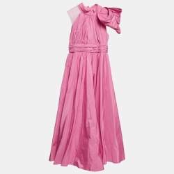 Pre Owned Elie Saab Pink Kids Taffeta Bow Detail Flared Dress Yrs 10
