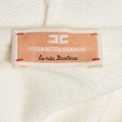 Pre Owned Elisabetta Franchi Kids White Foil Logo Print Cotton Cropped Hoodie 12+ Yrs