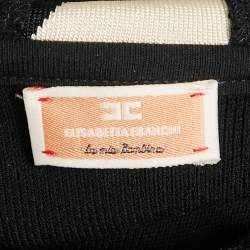 Pre Owned Elisabetta Franchi Kids Black Logo Band Rib Knit Zip-Up Hoodie 12/15 Yrs