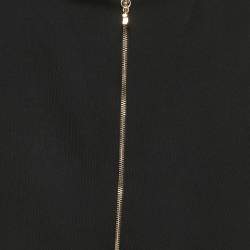 Pre Owned Elisabetta Franchi Kids Black Logo Band Rib Knit Zip-Up Hoodie 12/15 Yrs