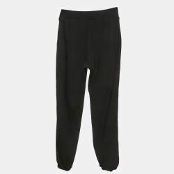 Pre Owned Elisabetta Franchi Kids Black Logo Side Stretch Knit Joggers 12 Yrs 