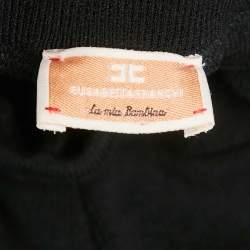 Pre Owned Elisabetta Franchi Kids Black Logo Side Stretch Knit Joggers 12 Yrs 