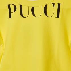Emilio Pucci Kids Yellow Logo Print Cotton Sweatshirt Size 10 Yrs