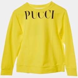 Emilio Pucci Kids Yellow Logo Print Cotton Sweatshirt Size 10 Yrs