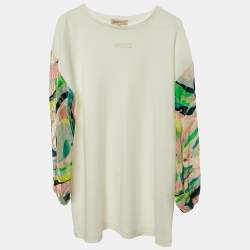 Emilio Pucci Kids White Cotton Vetrate Sleeve Shift Dress Size 12Yrs