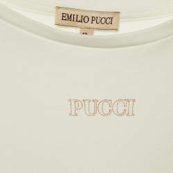 Emilio Pucci Kids White Cotton Vetrate Sleeve Shift Dress Size 12Yrs