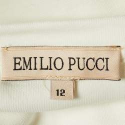 Emilio Pucci Kids White Cotton Vetrate Sleeve Shift Dress Size 12Yrs