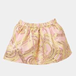 Pre Owned Emilio Pucci Kids Pink Lurex Jacquard Skirt 18 M