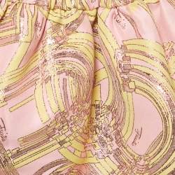 Pre Owned Emilio Pucci Kids Pink Lurex Jacquard Skirt 18 M