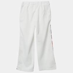 Emilio Pucci Kids White Logo Print Jersey Contrast Trimmed Pants 6 Yrs