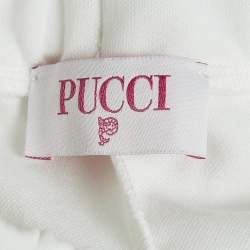 Emilio Pucci Kids White Logo Print Jersey Contrast Trimmed Pants 6 Yrs