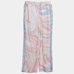 Pre Owned Emilio Pucci Kids Pink  Printed Crepe Trousers 12Yrs