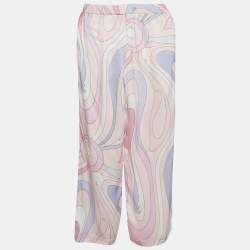 Pre Owned Emilio Pucci Kids Pink  Printed Crepe Trousers 12Yrs