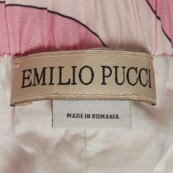 Pre Owned Emilio Pucci Kids Pink  Printed Crepe Trousers 12Yrs