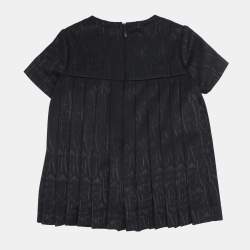 Pre Owned Emporio Armani Black Jersey Pleated Dress 9M