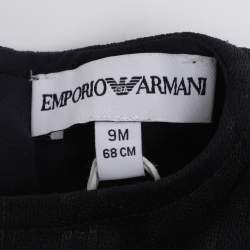 Pre Owned Emporio Armani Black Jersey Pleated Dress 9M