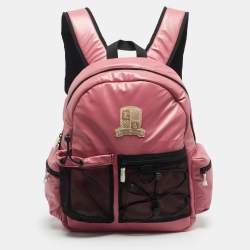 Pre Owned Emporio Armani Pink Polyester Logo Crest Backpack