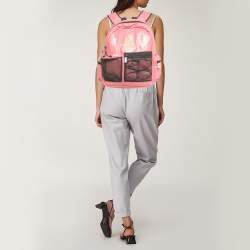 Pre Owned Emporio Armani Pink Polyester Logo Crest Backpack