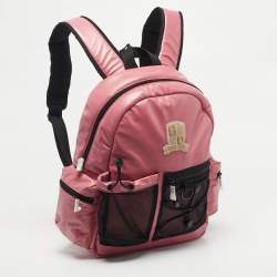 Pre Owned Emporio Armani Pink Polyester Logo Crest Backpack