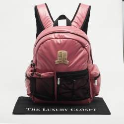 Pre Owned Emporio Armani Pink Polyester Logo Crest Backpack
