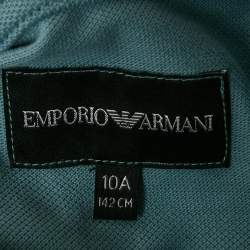 مملوكة مسبقًا Emporio Armani Kids Blue Cotton Pique Polo T-Shirt 10 Yrs