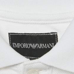 Pre Owned Emporio Armani Kids White Cotton Pique Polo T-Shirt 10 Yrs 