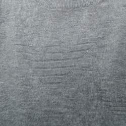 Pre Owned Emporio Armani Kids Grey Monogram Knit Crewneck Sweater 10 Yrs