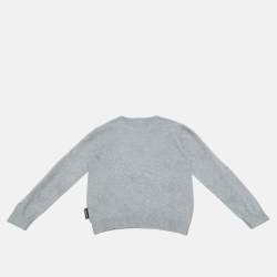 Pre Owned Emporio Armani Kids Grey Monogram Knit Crewneck Sweater 10 Yrs