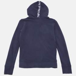 Pre Owned Emporio Armani Kids Navy Blue Cotton Jersey Hooded Jacket 12 Yrs 