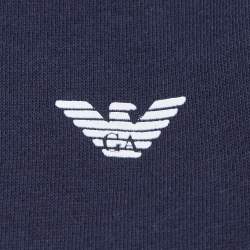 Pre Owned Emporio Armani Kids Navy Blue Cotton Jersey Hooded Jacket 12 Yrs 