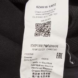 Pre Owned Emporio Armani Kids Black Cotton Knit Hooded Jacket 10 Yrs