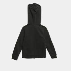 Pre Owned Emporio Armani Kids Black Cotton Knit Hooded Jacket 6 Yrs
