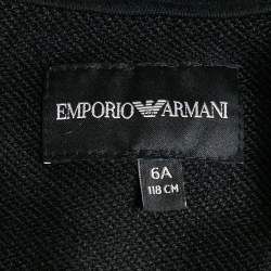 Pre Owned Emporio Armani Kids Black Cotton Knit Hooded Jacket 6 Yrs