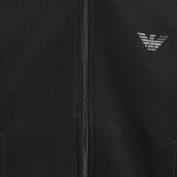 Pre Owned Emporio Armani Kids Black Cotton Knit Hooded Jacket 6 Yrs